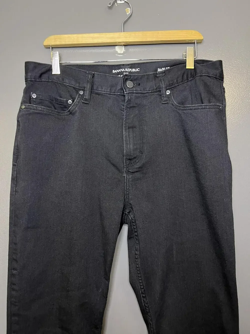 Banana Republic Jeans Mens 36x30 Black Slim Fit Travel Jean Stretch Denim
